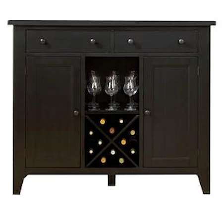 Country Style Server with Wine Storage